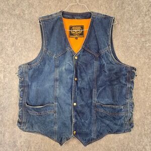 Milwaukee Leather Biker Vest Men 3XL Blue Side Lace Concealed Carry Denim